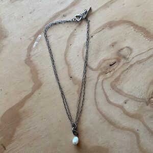 Silpada Double Sterling Silver Chain Necklace w freshwater White Pearl Pendant